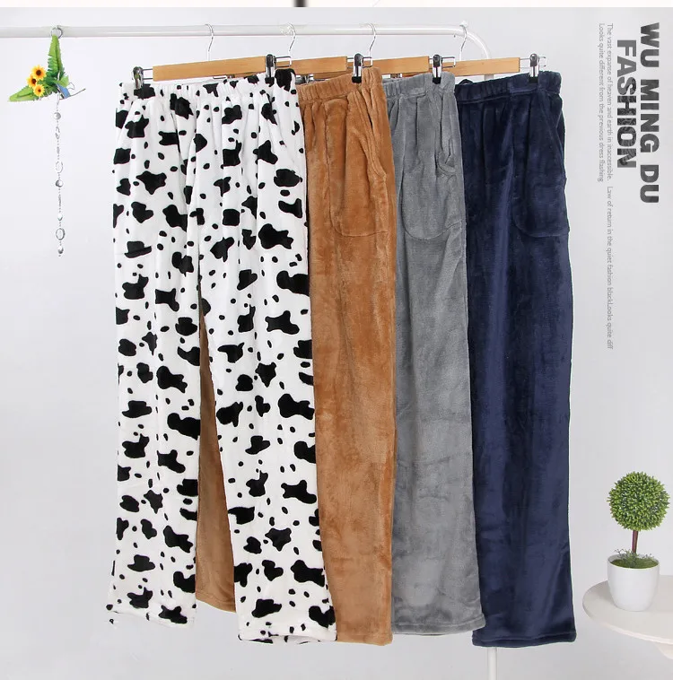 

Thicken Autumn Winter Warm Men Sleep Bottoms Casual Elastic Waist Velvet Pants Cashmere Home Trousers Lounge Wear 122994WKA