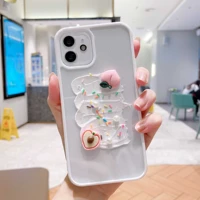 cute simple 3d peach fruit oil painting cream design phone cover for iphone 11 12 pro max 7 8p se xs xr clear phone soft cases