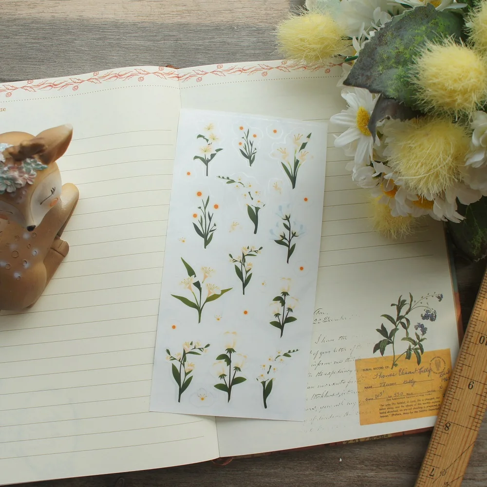 1 лист белый желтый Калла Лилия Дизайн Наклейка в качестве подарочной бирки