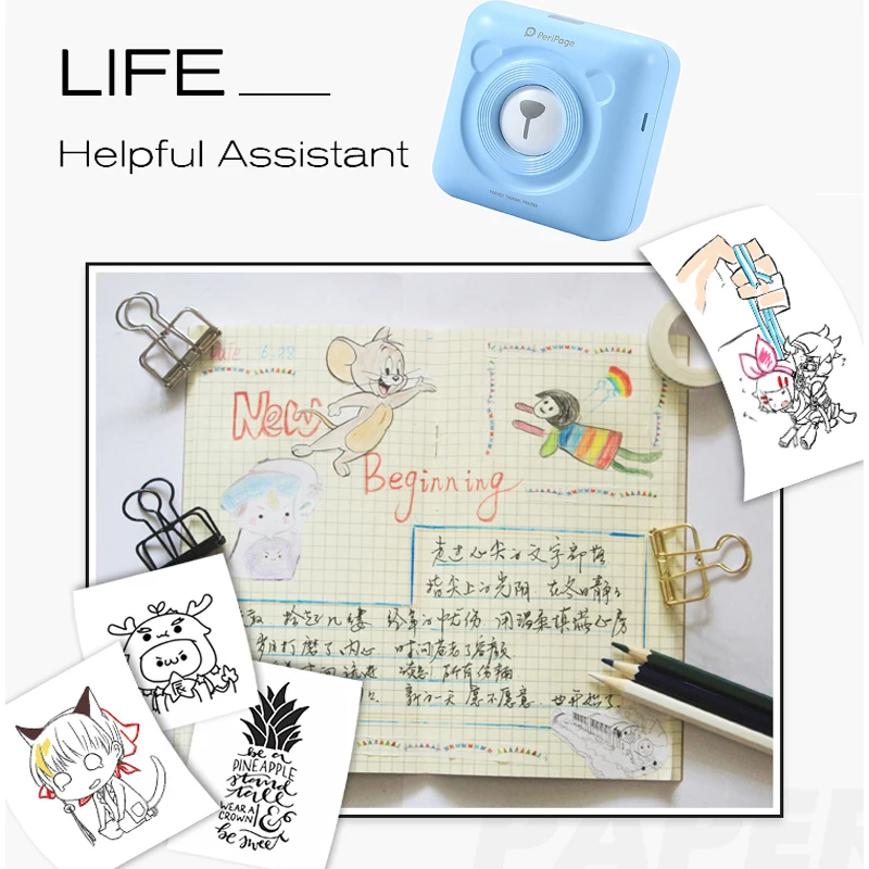 Мини-термопринтер Peripage A6 портативный Bluetooth красный желтый коричневый для IOS Android |