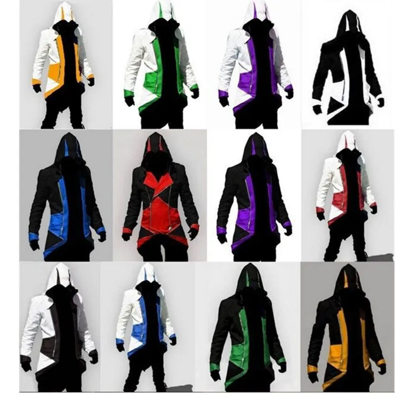

Assassins Cosplay Costume Adult Men Halloween Party Costume Killer Creed Streetwear Hoodie Jacket Outwear Coats Plus Size