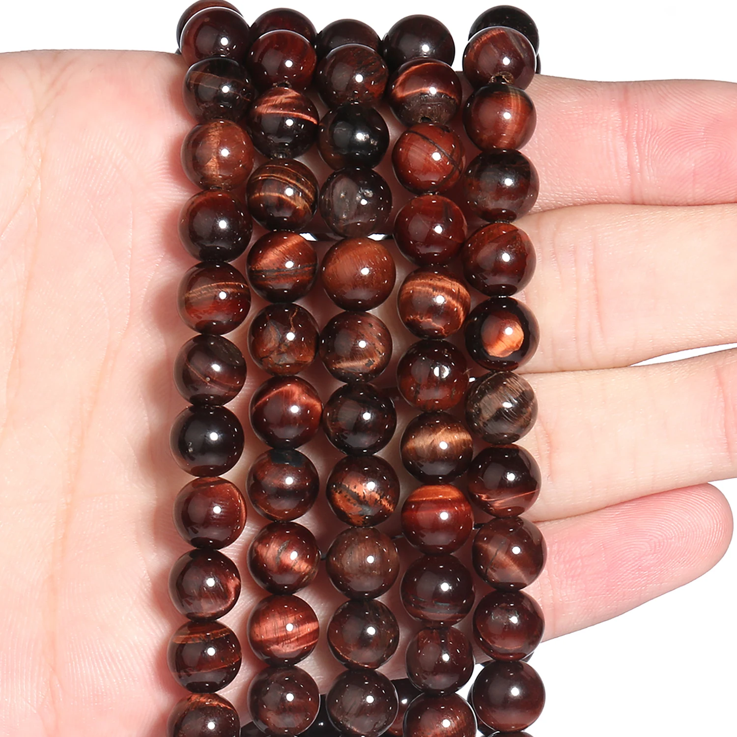

Smooth Red Tiger Eye Beads Natural Stone Round Loose Spacer 4/6/8/10/12mm Beads for Jewelry Making Bracelet Necklace DIY 15"