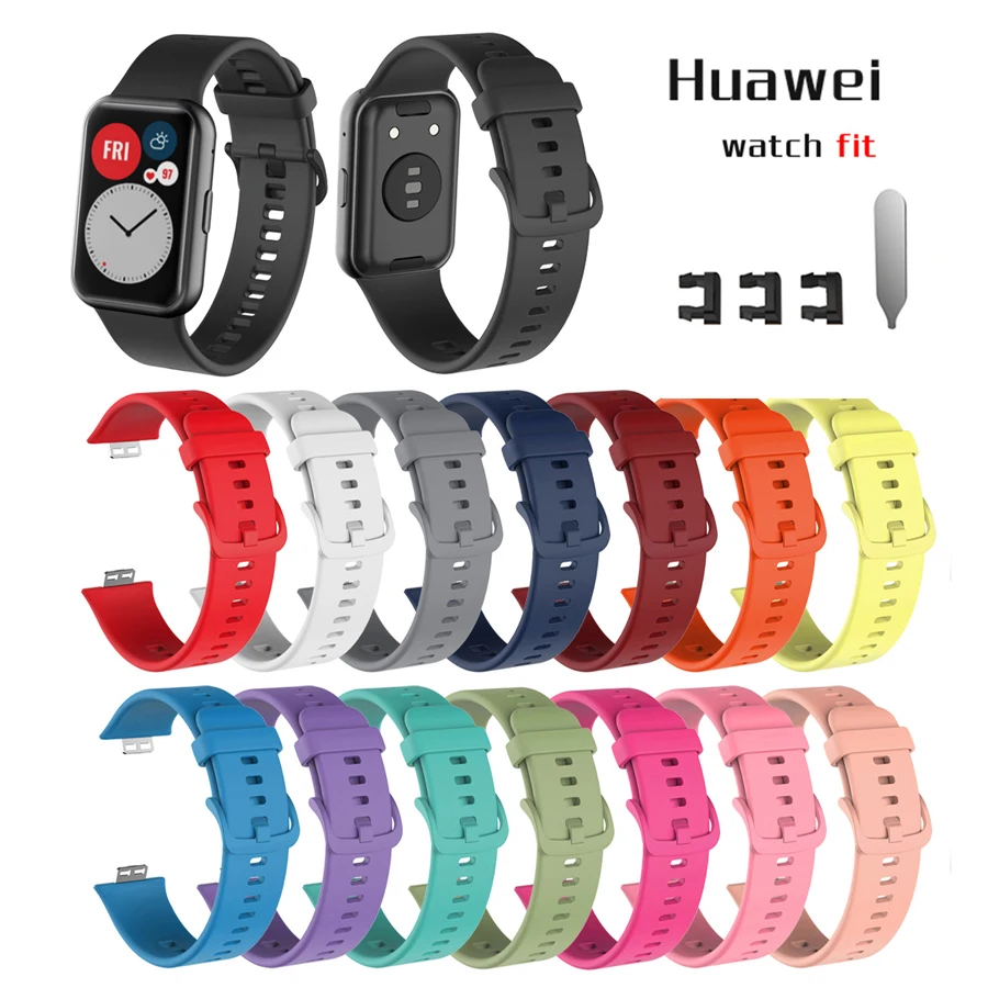 

Soft Silicone Strap for Huawei Watch Fit Smart Watch Sport Waterproof Wrist Band Watchband for Huawei fit Bracelet Accessories