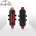 Задний фонарь для велосипеда Aubtec, зарядка через USB, 5 светодиодов, задний фонарь для горного велосипеда, аксессуары для безопасного велоспорта