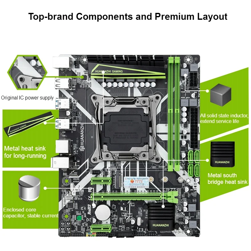 HUANANZHI X99-8M слот для материнской платы LGA2011-3 USB3.0 NVME M.2 SSD Поддержка DDR4 REG ECC память и