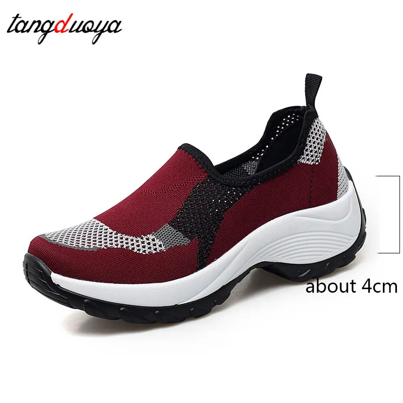 Casual Shoes Women Sneaker Leisure Women's Outdoor Mesh Soft Bottom Sports Vintage Solid Slip On Breathable Sneakers | Спорт и