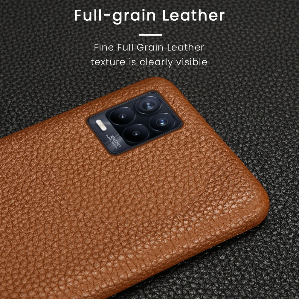 Litchi Grain Genuine Leather Case for Realme 8 9 Pro 9i GT Neo 3 2 Pro 2T Master Explorer Cover for OPPO Reno 8 7 Find X5 X3 Pro