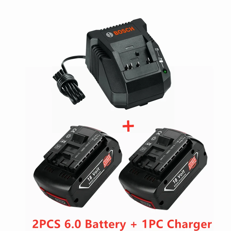 

2PCS18V 6000 мА/ч, Перезаряжаемые лития ионный Батарея для Bosch 18V 6.0Ah резервного копирования Батарея Портативный Замена BAT609, BAT609G, BAT611