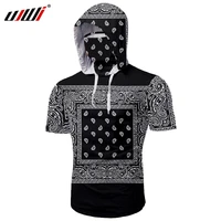 ujwi fashion funny shirt men 3d printed short sleeve mask hooded tshirt cashew flower casual streetwear gothic wholesale clother