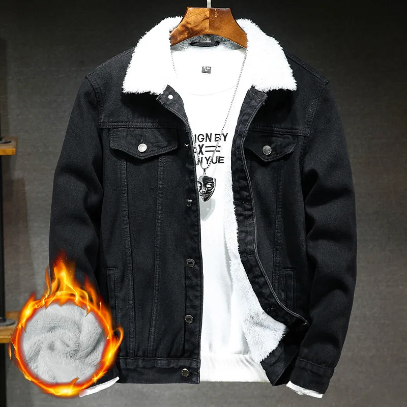 

Winter and Spring Plus Velvet Thick Warm Coat New Denim Jacket Fashion Men's Loose Jackets Overcoat Casual Man Slim Denim Cloak