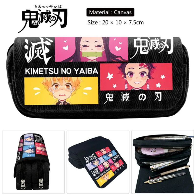 

Anime Demon Slayer Ghost Blade Cartoon Print Pen Bag Student Pencil Case lStorage Bag Kids School Stationery