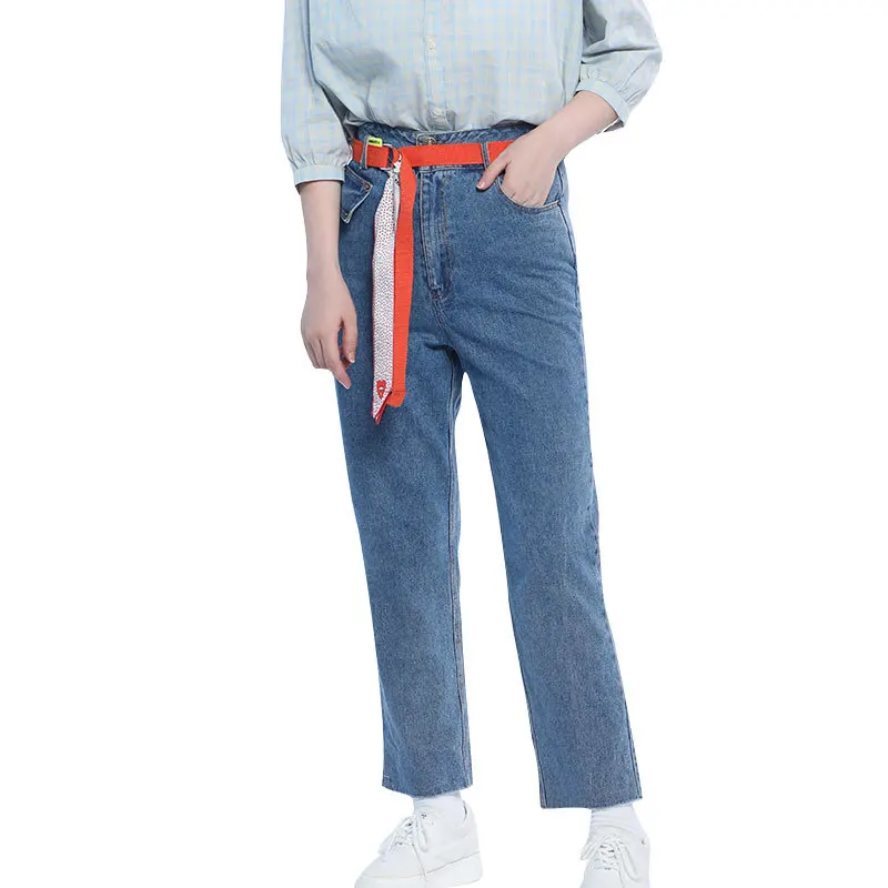 Джинсы женские на весну и лето новинка 2020 свободные модные штаны с высокой талией