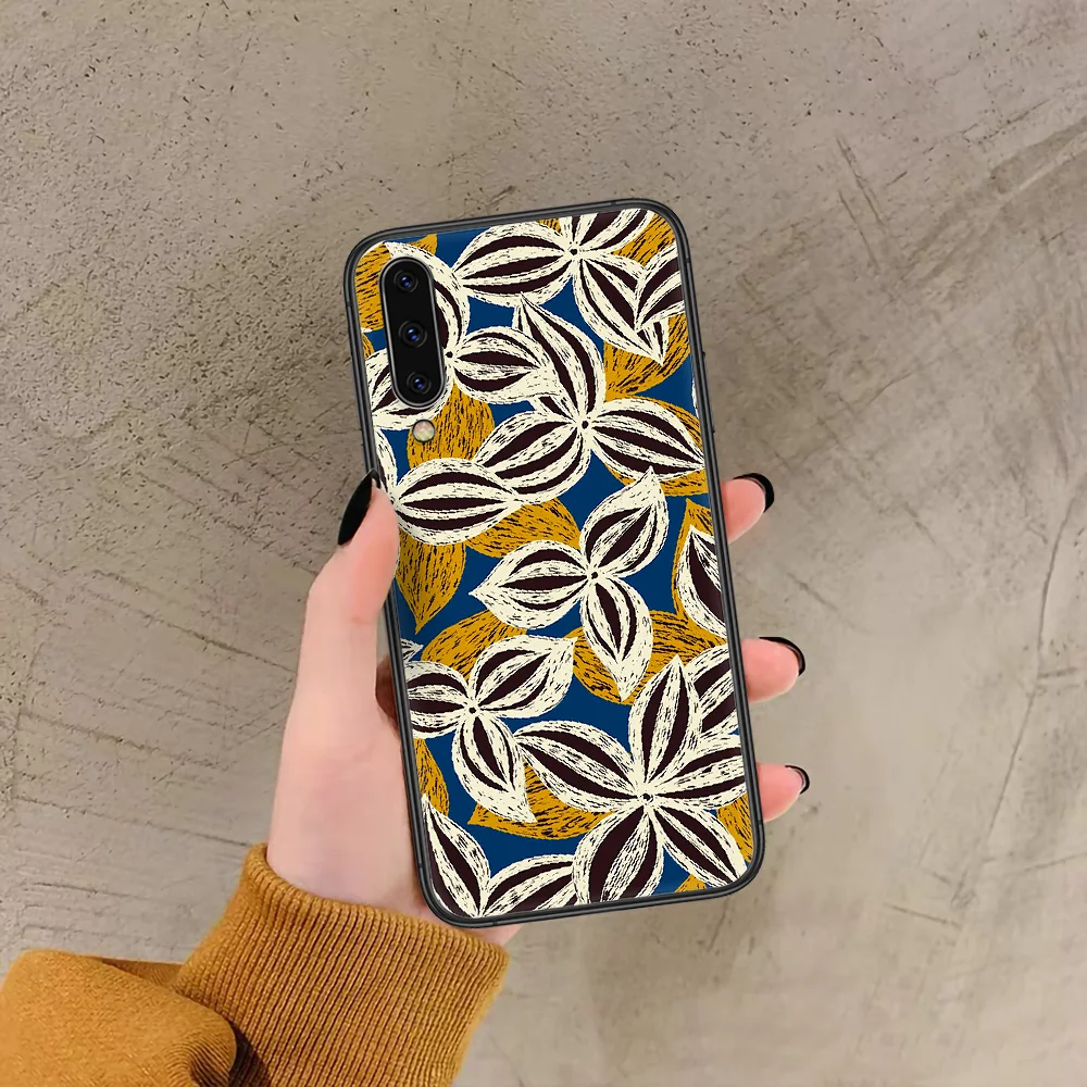 

Fabric Print Flower African style Phone Case For Samsung Galaxy A 3 5 7 8 10 20 20E 21S 30 30S 40 50 51 70 71 black Cell