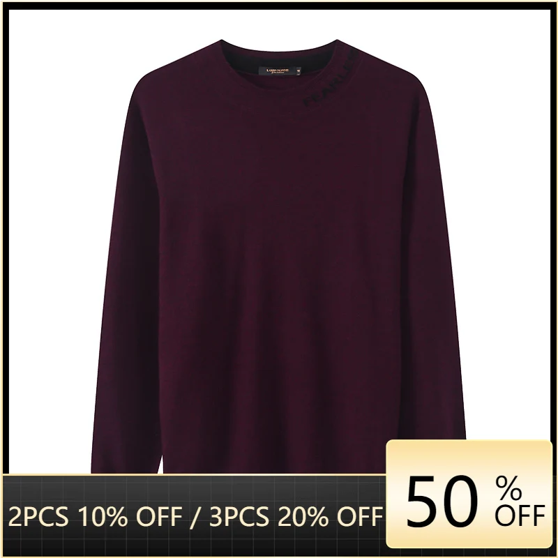 

LKSD autumn winter fashion men's sweater causal 100%wool thick solid oneck sweater streetwear men's pullover tops U181090155