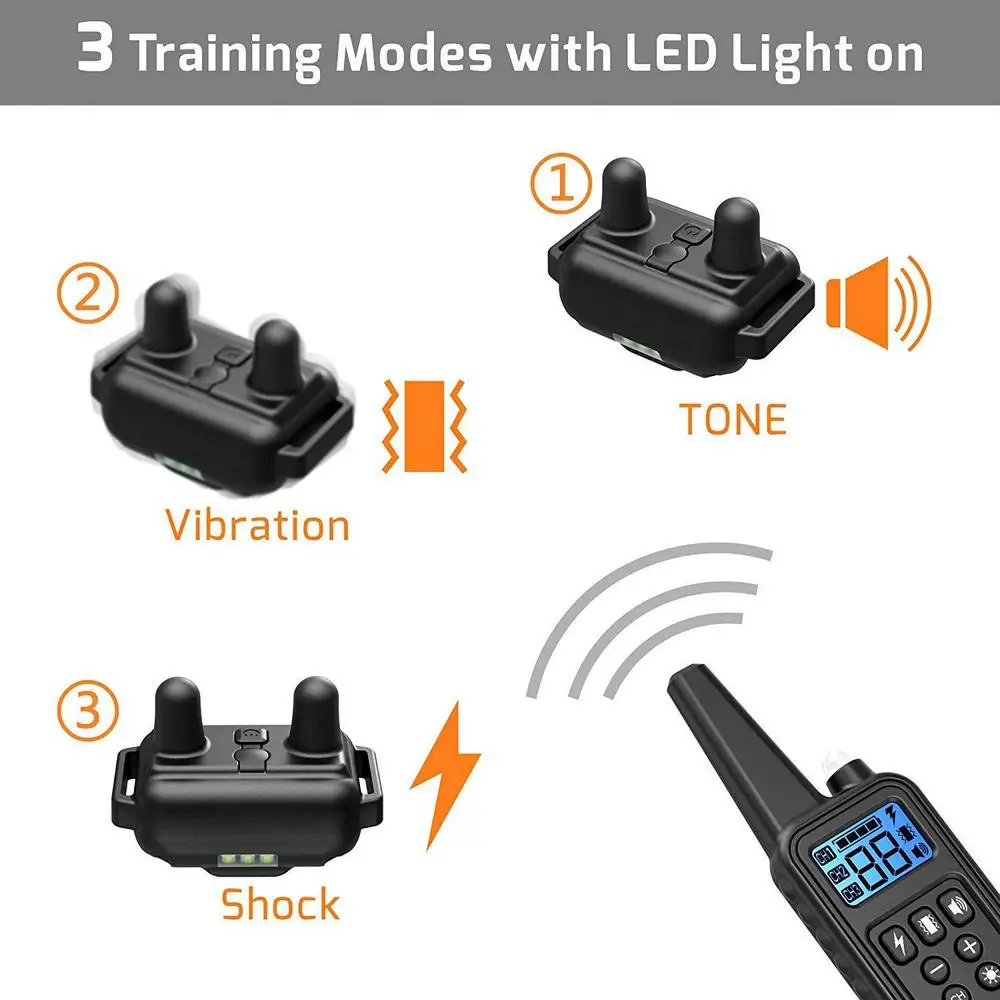 

800m Pet Remote Control Electric Dog Training Collar Waterproof Rechargeable Pet Dogs Collars Shock Vibration Sound Equipment