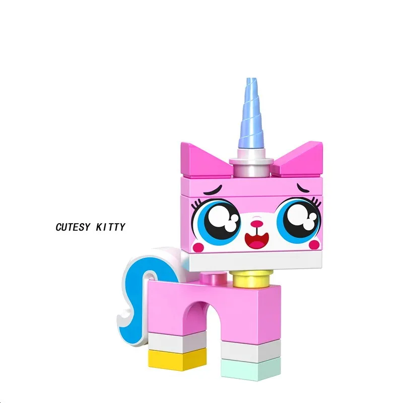 8 комплектов, мультяшный милый кот Unikitty Queasy Biznis с изображением сердитой кошечки, модель Astro Kitty, фигурки, блоки, подарок, Строительные кирпичи, игрушки для детей