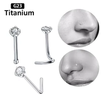 g23 titanium nose piercings nose studs cz zircon four nose nail straight rod l rod bend rod for nose fashion piercing jewelry