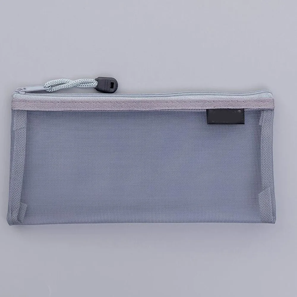 Gray XRHYY 23.5 x 11.5 CM Waterproof Plastic Double Layer Zipper File Bags Invoice Pouches Bill Bag Pencil Pouch Pen Bag( 8 Color - Цвет: Gray