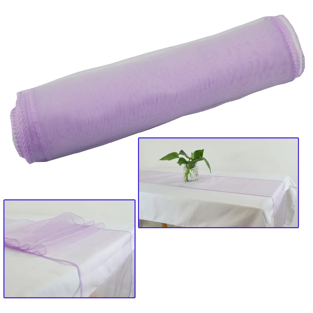 Organza Table Runner Bow Swag For Wedding Party Banquet Decoration Crystal Tulle Plum Sheer Gauze Element Runners |