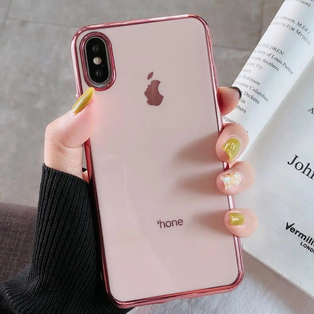 Модный мягкий из высокотемпературного полиуретана чехол для iPhone X Xs Max XR 8 7 6 6s Plus Роскошные Защитные Чехлы и сумки для мобильных телефонов чехол - Цвет: Rose Gold