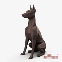 3d paper model doberman pinscher dogs papercraft animal toy home decor wall decoration puzzles eductional diy toys gift for kids