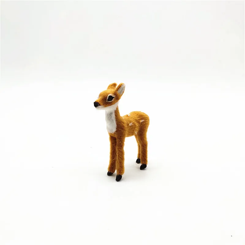 Мини-модель оленя из пластика и меха маленькая кукла sika deer украшение для дома