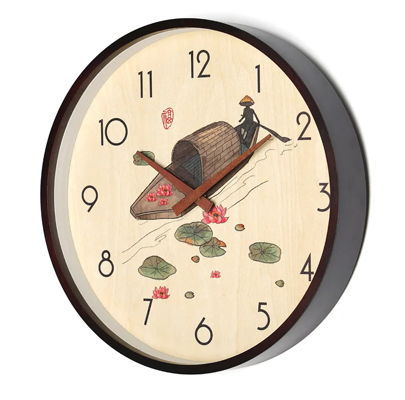 Бесшумные настенные часы из античного дерева современные кухонные Ретро-часы в