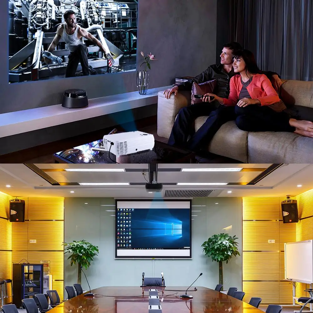 powerful mini projector support 720p media player 3d home cinema play game android wireless sync display for phone video beamer free global shipping