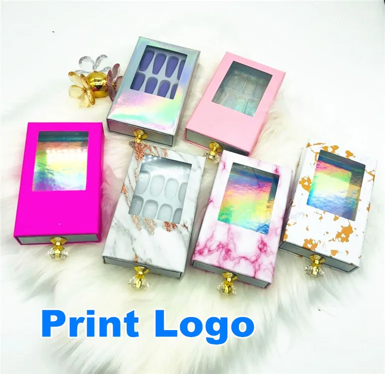 Eyelash Packaging Nails Box Boxes Custom Logo Private Label Faux Cils Storage Cases Vendors For Business