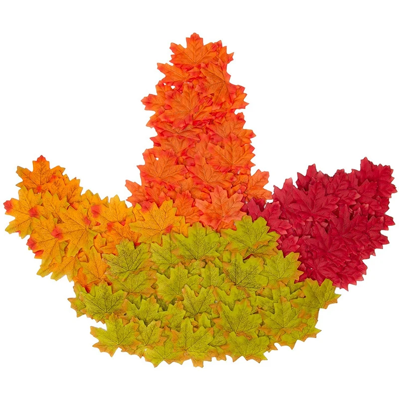 

400 pcs Artificial Maple Leaves Art Colours Simulation Maple Leaf Perfect Autumn Wedding Christmas Party Decorations DIY