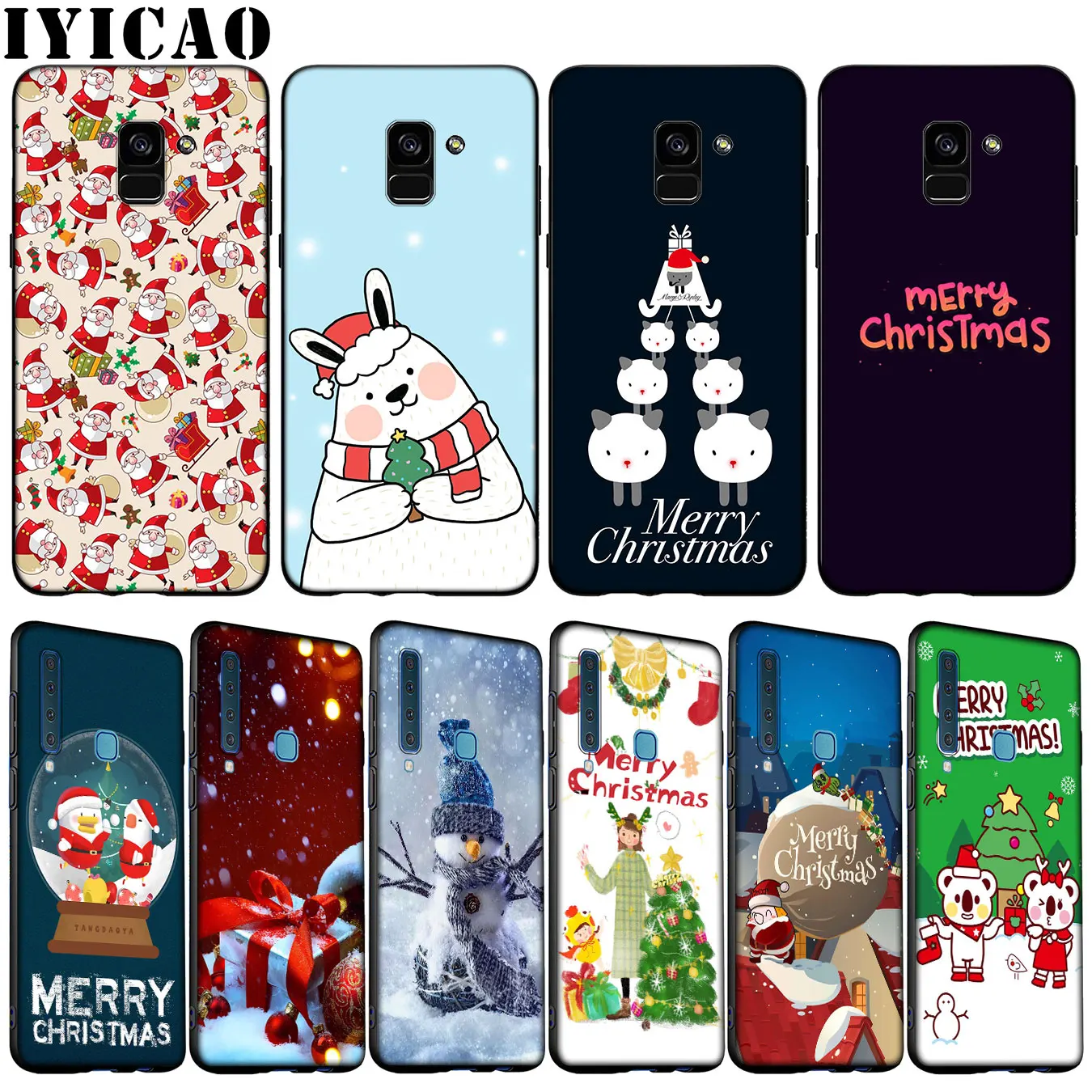 Задний фон с веселой рождественской елкой Мягкий силиконовый чехол для телефона