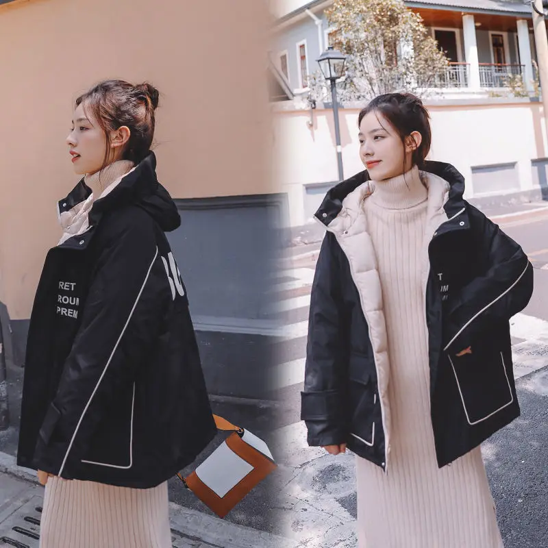 Women's coat casual down jacket winter short section women's down jacket new cotton and linen ladies Korean loose jacket