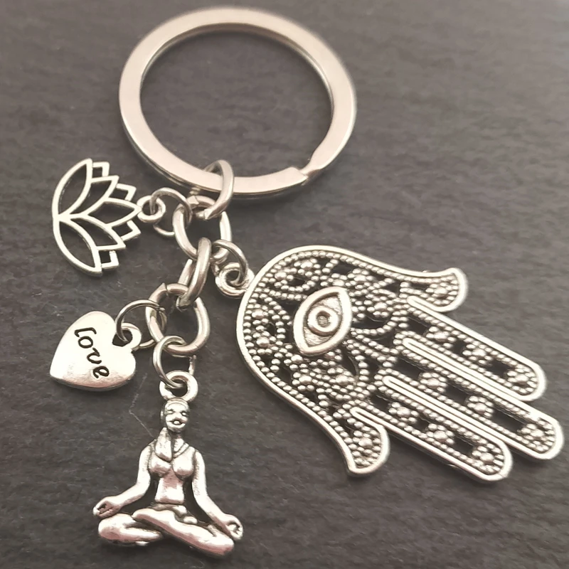 Брелок Я люблю Йога кулон ювелирное изделие Хамса символ ом брелок Лотос