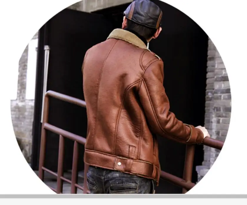 

Men's M-4xl New Size Winter Deerskin Lamb Hair Handsome Plus Velvet Thick Fur One Piece Leather Jacket Motorcycle Coat