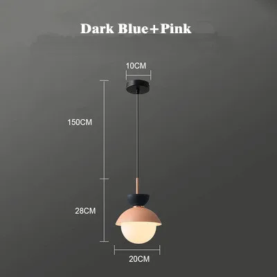 Dark Blue Pink Креативная Подвесная лампа в скандинавском стиле для спальни, цветная лампа для ресторана, столовой, детской комнаты, Подвесная лампа для кафе, бара, магазина, осветительная арматура - Цвет корпуса: Dark Blue Pink