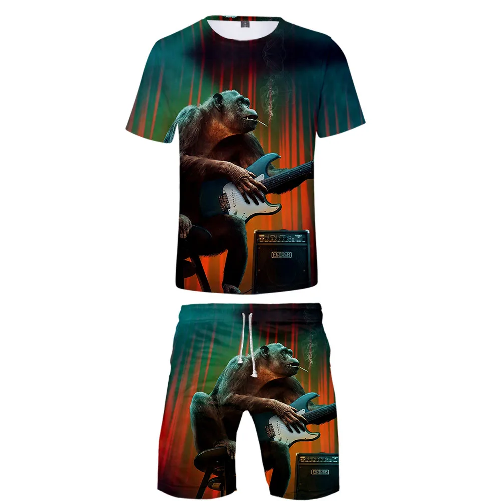 

Vintage Guitar 3D Printed Tracksuit Women/Men Two Piece Set T Shirt+Shorts 2021 Casual Streetwear Clothes Suitable For Summer