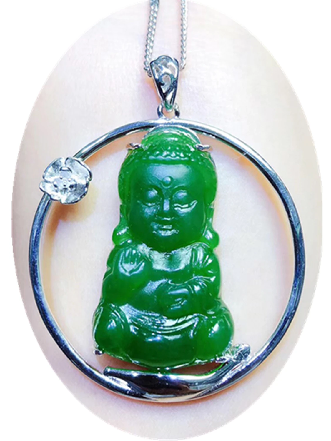 S925 Серебряный инкрустированный натуральный халцедон Будда кулон