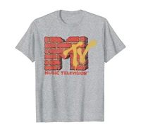 mtv logo with brick wall and spray paint treatment t shirt