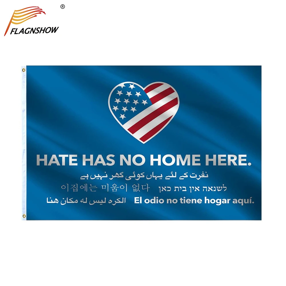 

Hate Has No Home Here Om Peace Love Patriotic Stop Asian Hate Flag