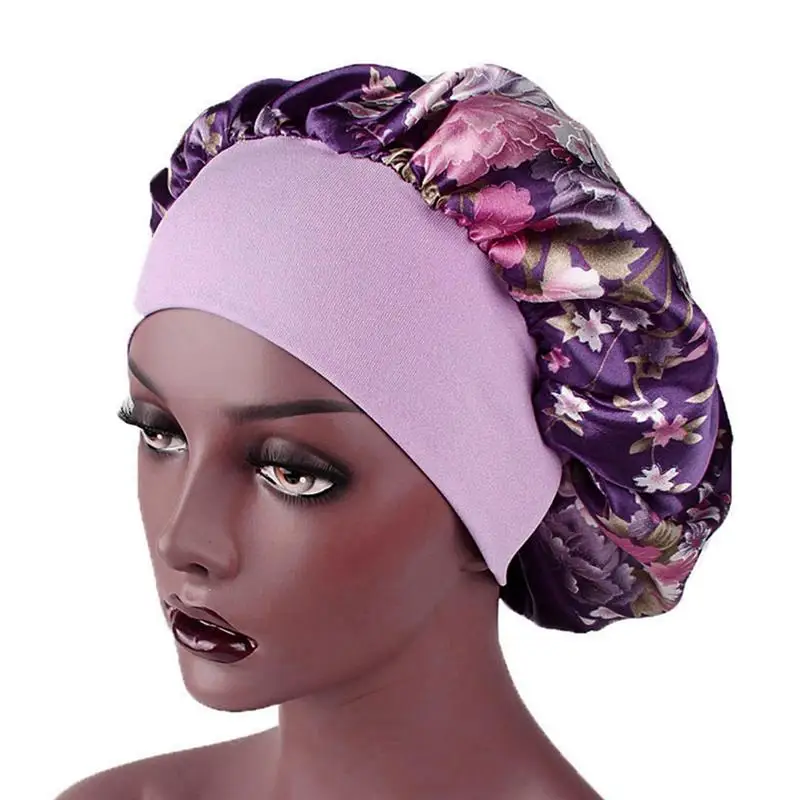 Цветочный принт ночная Кепка широкая сатиновая Женская кепка для выпадения