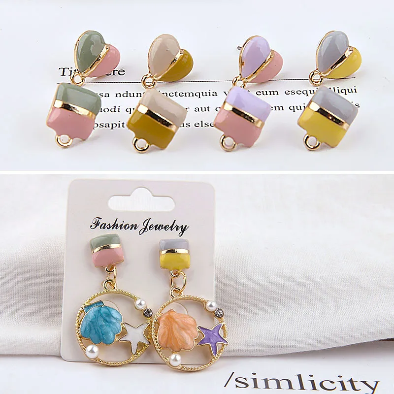 

DIY Handmade Jewelry Accessories Material Alloy Drop Oil Splicing Diamond Heart Earrings Earrings Earrings Earrings Material