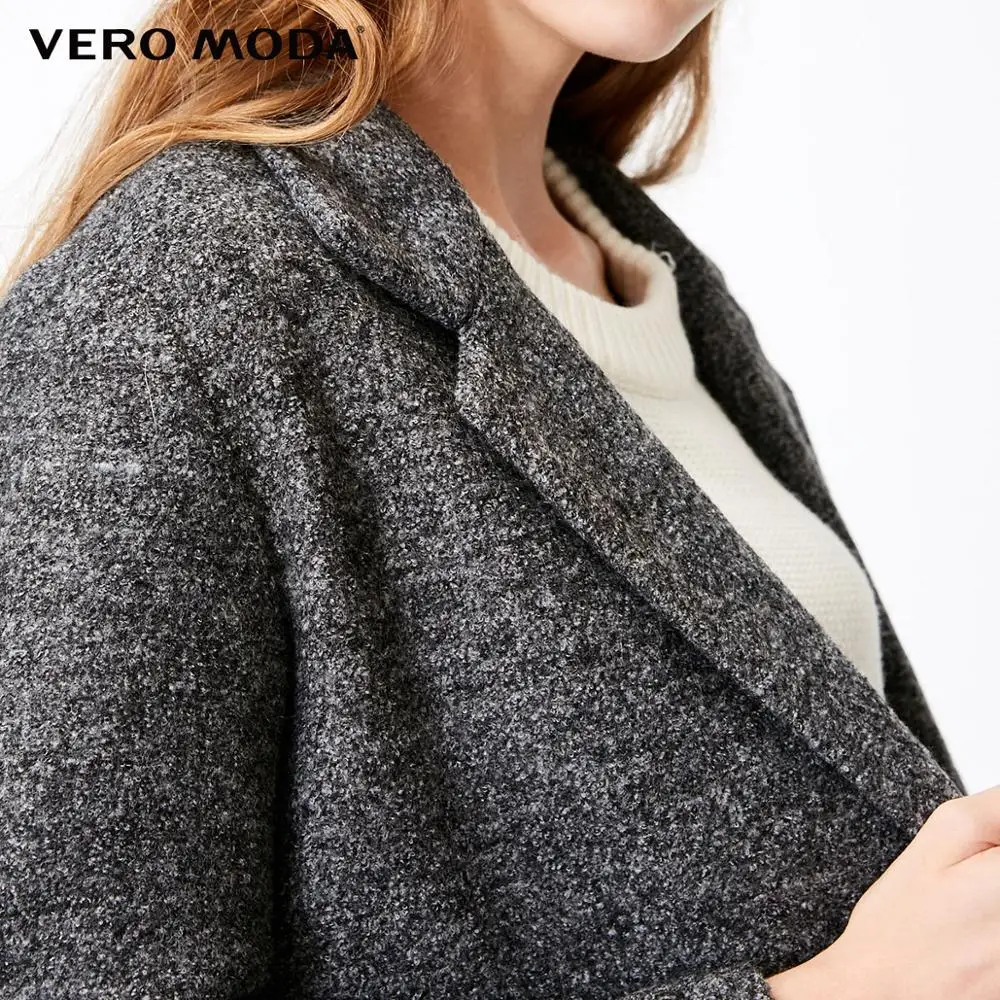 Женское винтажное шерстяное пальто Vero Moda прямое длинное с боковыми карманами