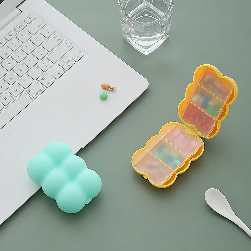 

1pc Candy Color Creative 6 Grids Sealed Frosted Pill Box Travel Portable Mini Split Medicine Box Jewelry Storage Box Organizer