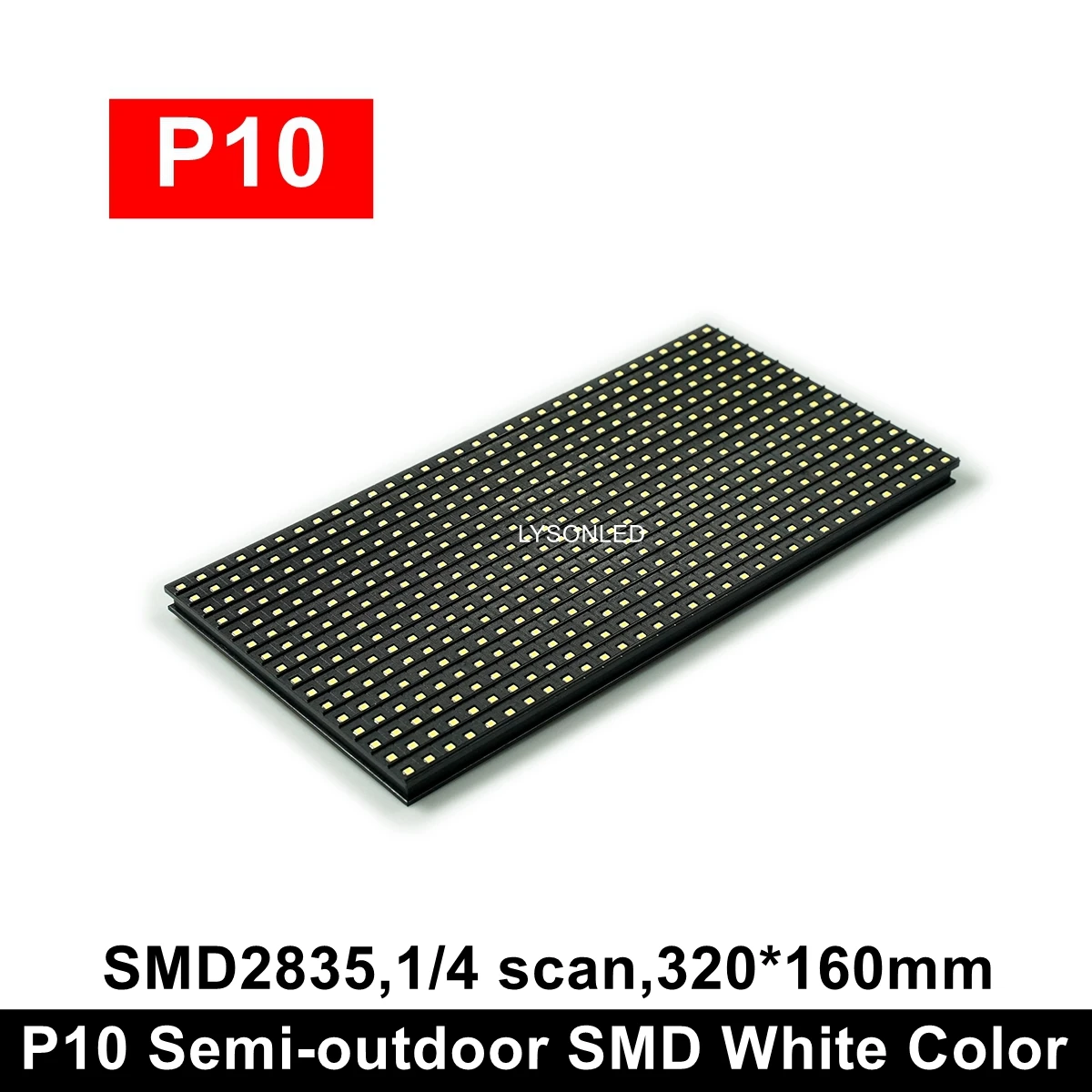 Светодиодный модуль SMD 320*160 мм P10, полуоткрытый, Одноцветный, белый/красный, 32x16 пикселей, для помещений, бега, вывеска