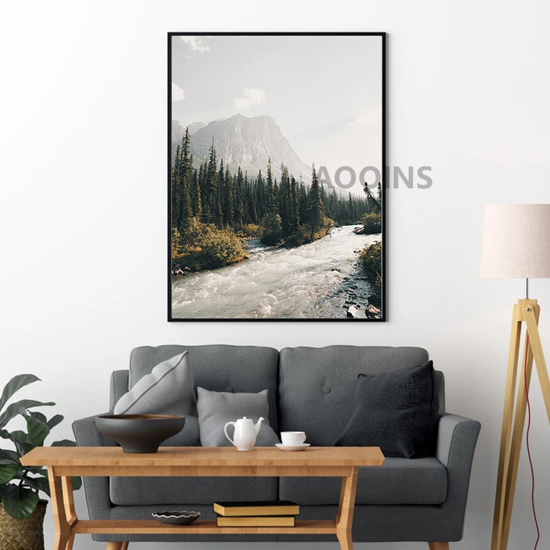 Пейзаж Монтана фотография постер туманная Гора залив настенные художественные