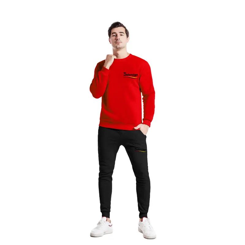 

New Autumn/winter Men's Hoodie, Printed with English Letters, Thick Thermal Sweatshirt + Long Pants Sports Suit