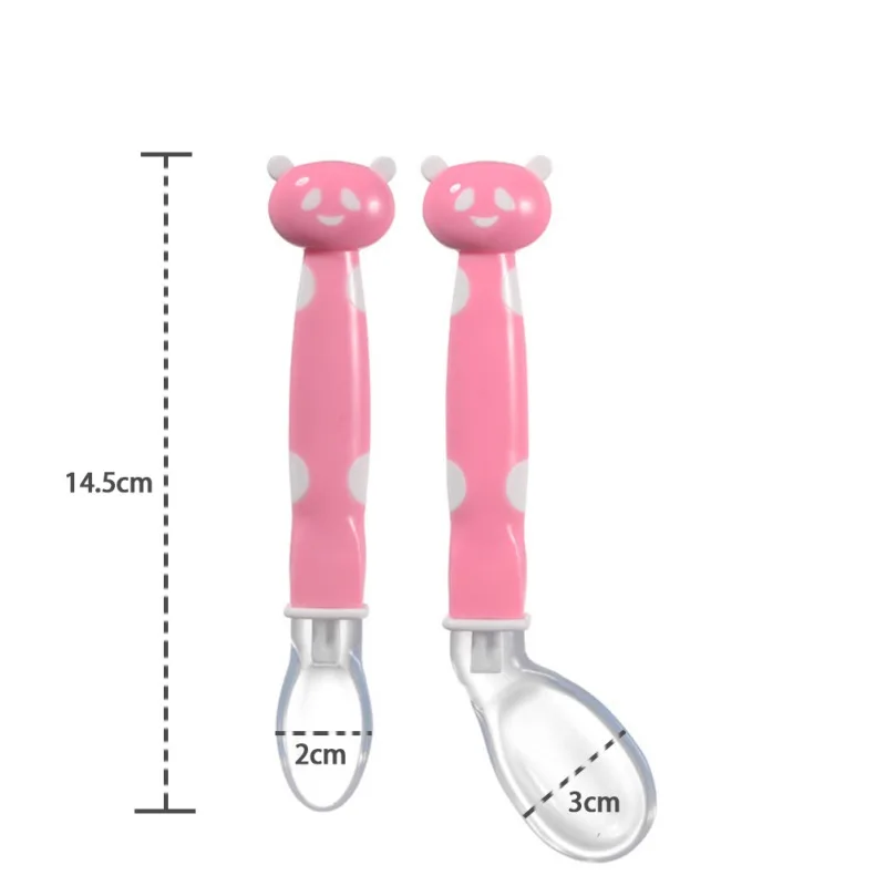 

2pcs Baby Safety Temperature Sensing Baby Silicon Spoon Kids Children Flatware Feeding Spoons Safety Soft Spoon Baby Flatware