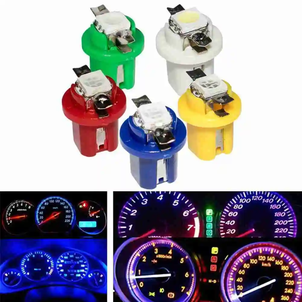10PCS T5 B8.5D 509T B8.5 Smd Led Lamp Car Gauge Speedo Dash Bulb Auto Dashboard Blue Red Green White Yellow Instrument Light | Автомобили