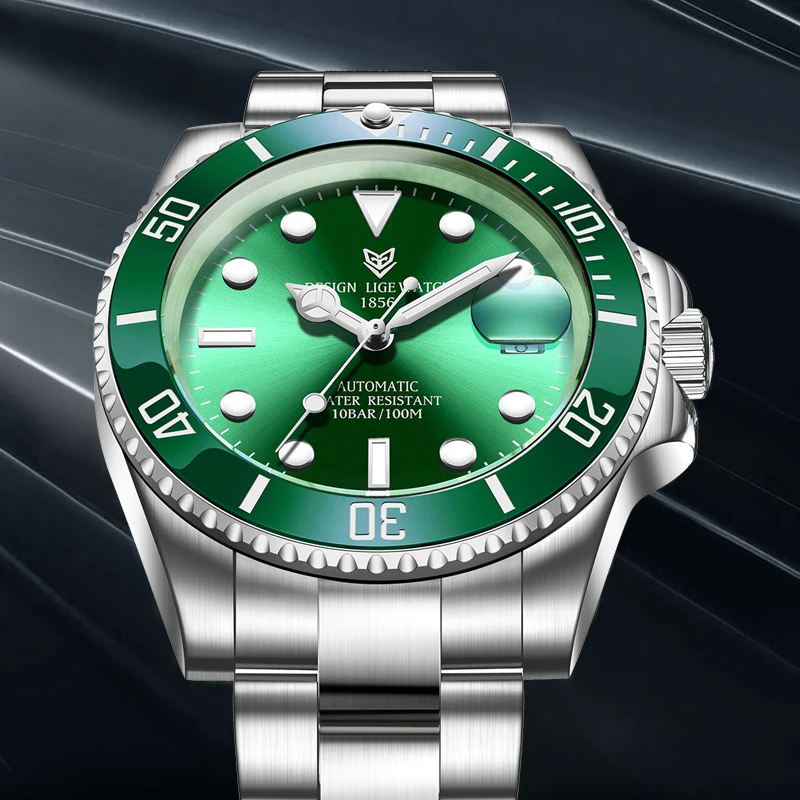 LIGE Лидирующий бренд Роскошные мужские часы сапфировые автоматические
