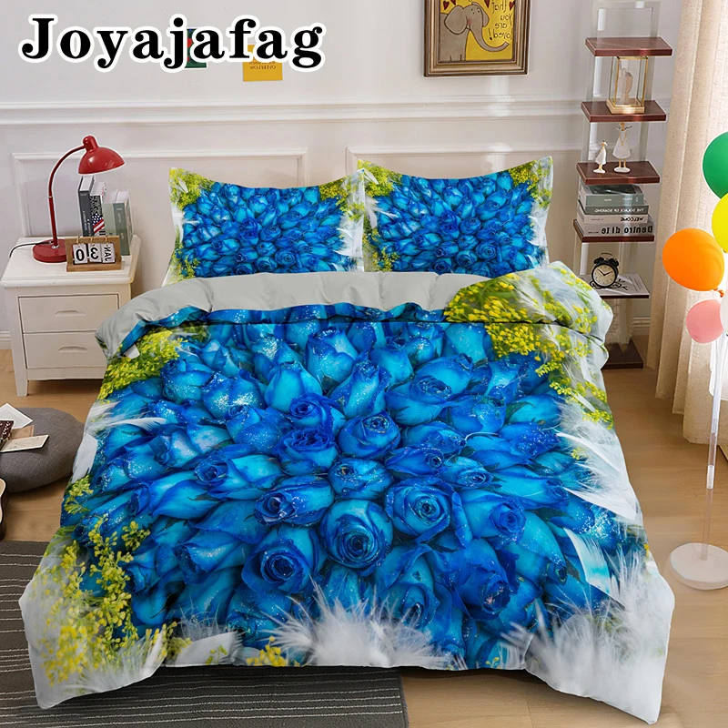 

Lover Blue Rose King Queen Romantic Bedding Set Single Double Twin Quilt Covers And Pillowcase Duvet Cover Adult Couple Bed Sets